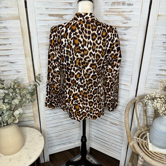 J. CREW Linen Parke Blazer Animal Print Cheetah Leopard Size 8 - Picture 5 of 16